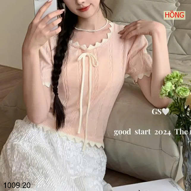 26HA1009.20 - ÁO LEN DỆT KIM CỘC TAY NỮ