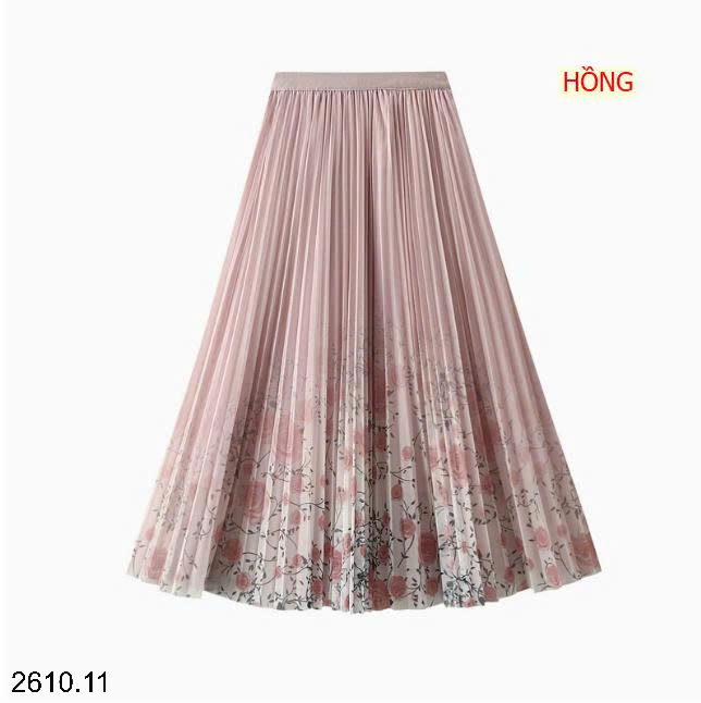 26HA2610.11 - CHÂN VÁY XẾP LY GẠC HOA ANGEL