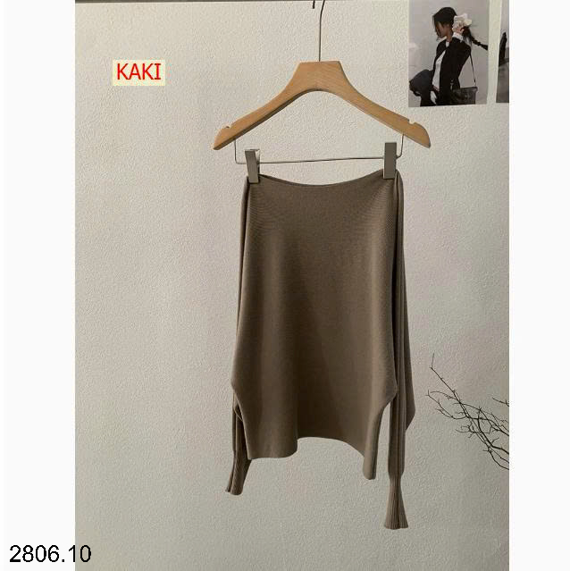 26HA2806.10 - ÁO LEN NỮ OUMALAI KIỂU HÀN QUỐC TAY CÁNH DƠI TRỄ VAI