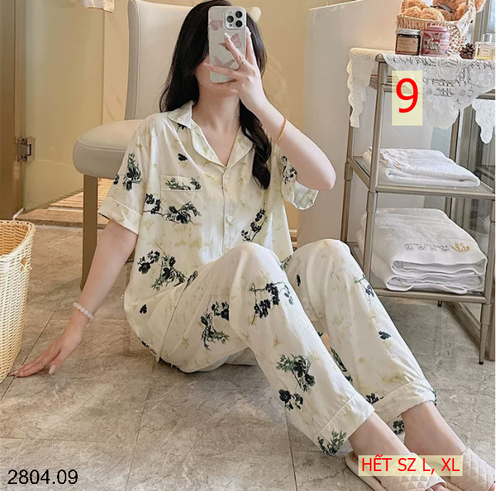 26HA2804.09 - PIZAMA QUẦN DÀI ÁO CỘC CHO NỮ