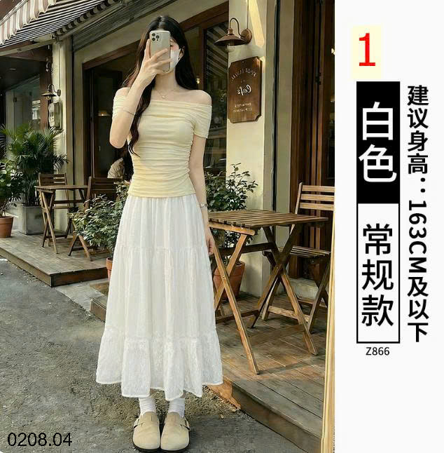 26HA0208.04 - CHÂN VÁY MIDI DỆT KIM MÀU TRẮNG