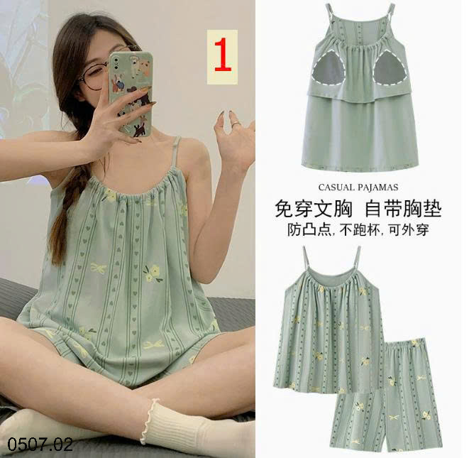 26HA0507.02 - BỘ HAI DÂY NỮ COTTON KÈM ĐỆM NGỰC