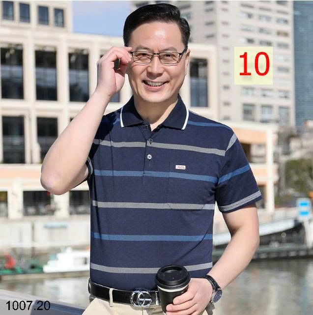 26HA1007.20 - ÁO POLO KẺ TRUNG NIÊN CHO BỐ
