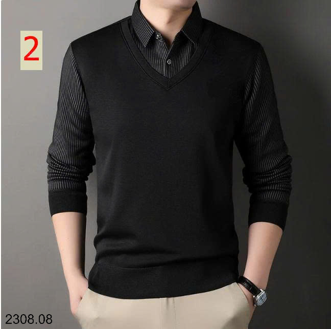 26HA2308.08 - ÁO LEN CỔ SƠ MI CHO NAM