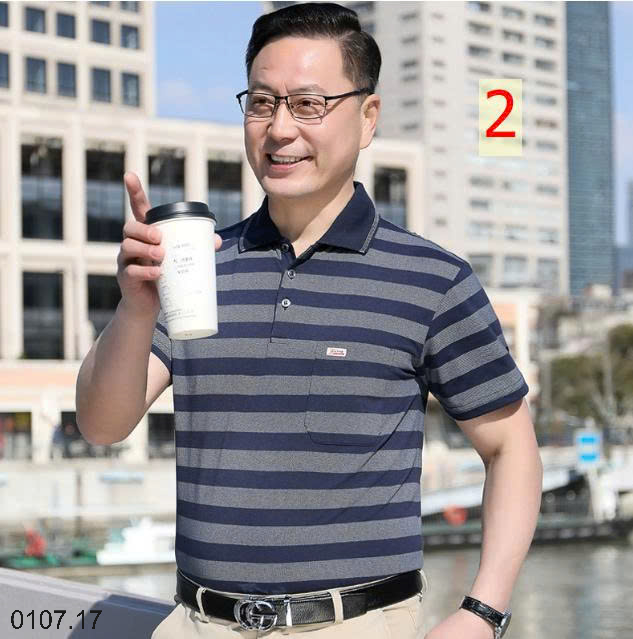 26HA0107.17 - ÁO POLO KẺ TRUNG NIÊN NAM