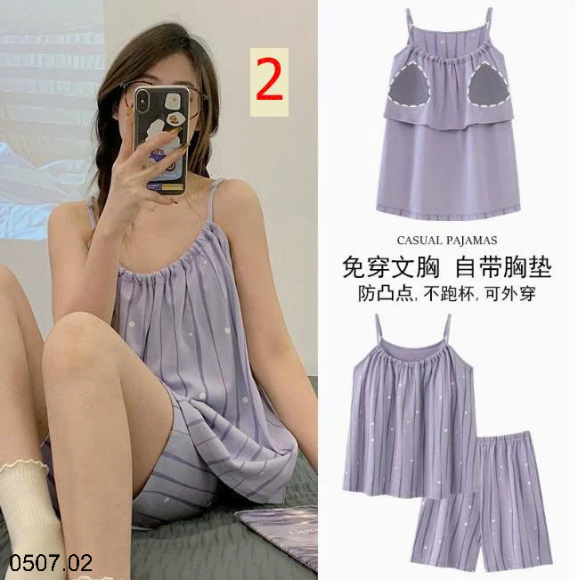 26HA0507.02 - BỘ HAI DÂY NỮ COTTON KÈM ĐỆM NGỰC