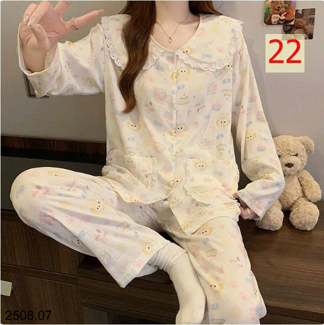 26HA2508.07 - BỘ NỮ MẶC NHÀ CỔ BÈO CHO NỮ