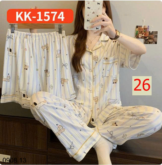 26HA0908.13 - SET BỘ MẶC NHÀ 3 CHI TIẾT CHO NỮ