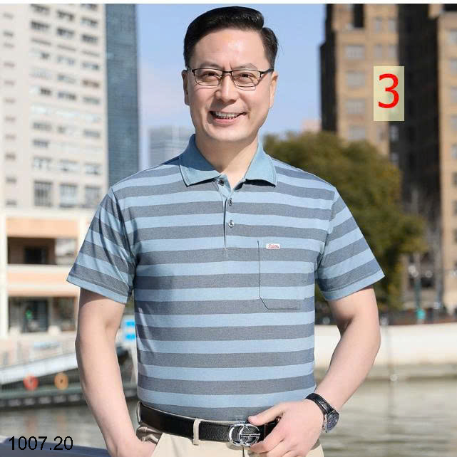 26HA1007.20 - ÁO POLO KẺ TRUNG NIÊN CHO BỐ