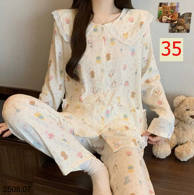 26HA2508.07 - BỘ NỮ MẶC NHÀ CỔ BÈO CHO NỮ