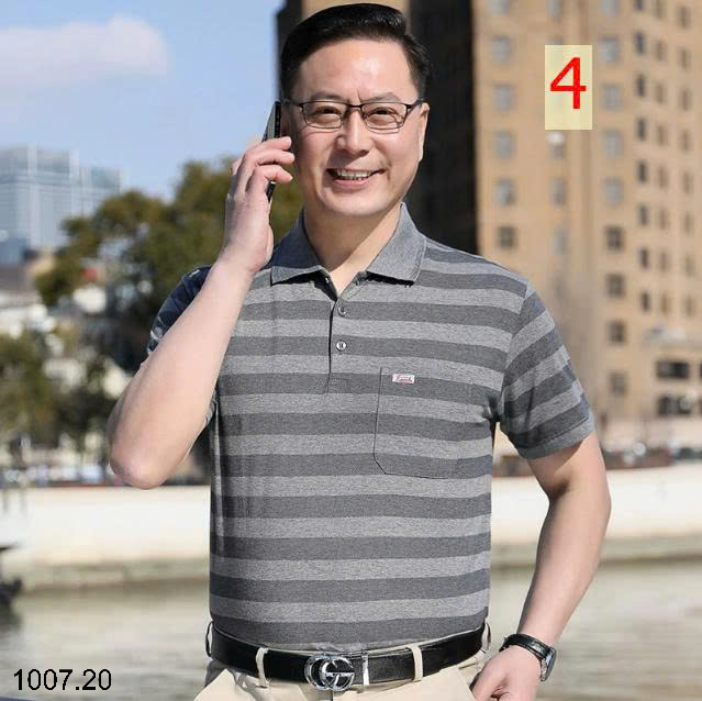 26HA1007.20 - ÁO POLO KẺ TRUNG NIÊN CHO BỐ