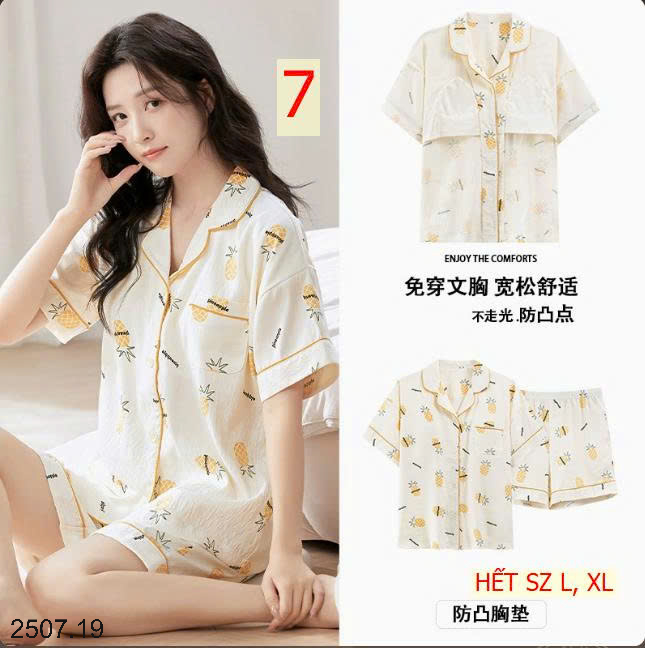 26HA2507.19 - BỘ PIJAMA CỘC NỮ KÈM BRA