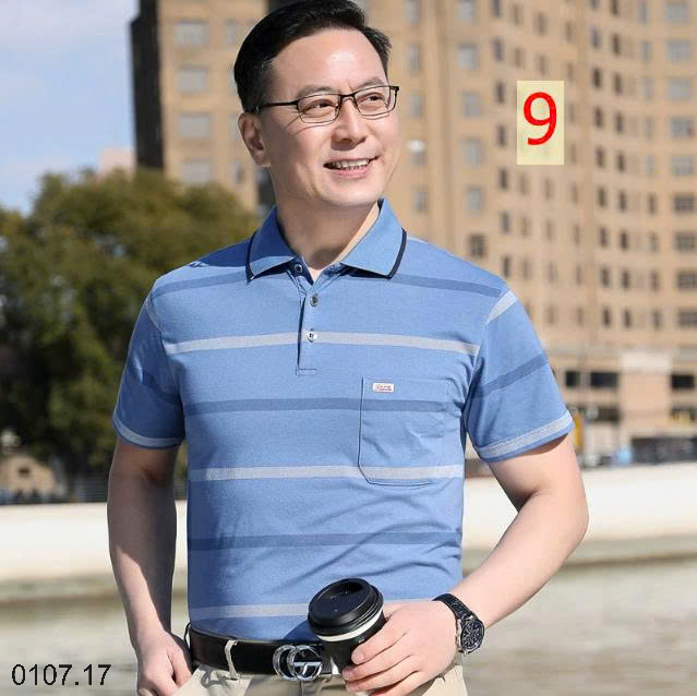 26HA0107.17 - ÁO POLO KẺ TRUNG NIÊN NAM