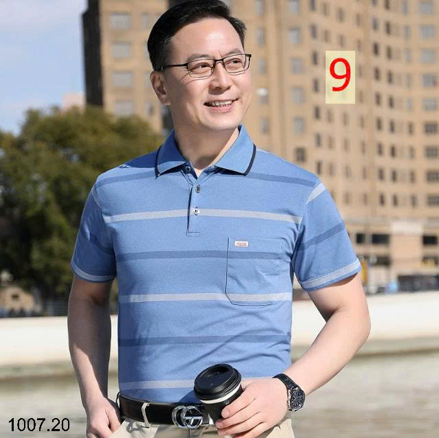 26HA1007.20 - ÁO POLO KẺ TRUNG NIÊN CHO BỐ