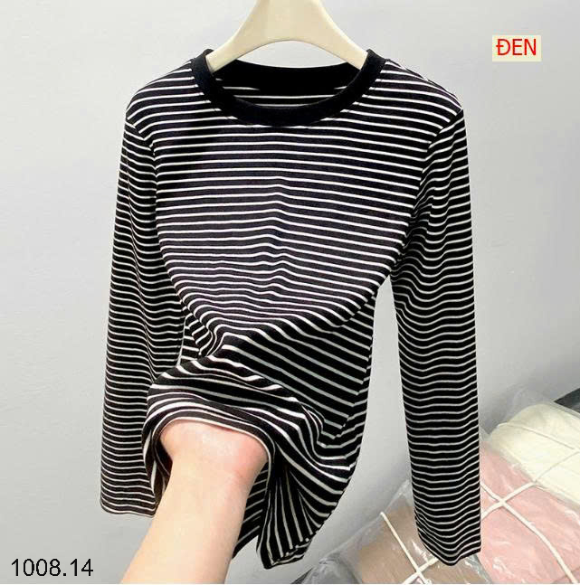 26HA1008.14 - ÁO NỈ KẺ CỔ TRÒN CHO NỮ