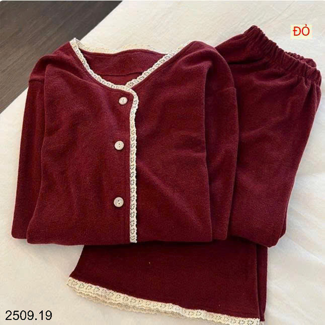 26HA2509.19 - BỘ NỈ TRƠN MÀU VIỀN REN CHO NỮ