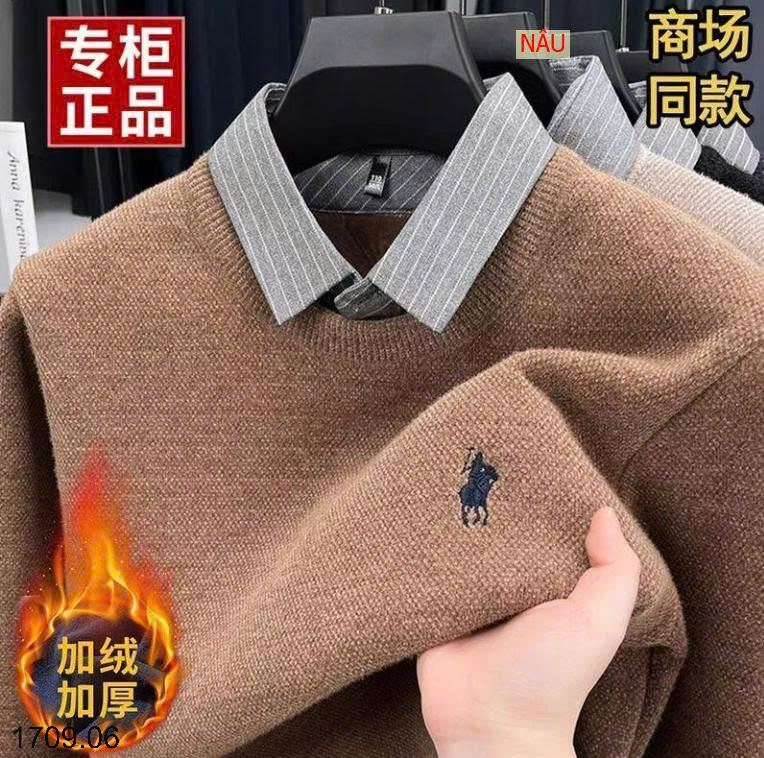 26HA1709.06 - ÁO LEN NAM CỔ SƠ MI LÓT LÔNG
