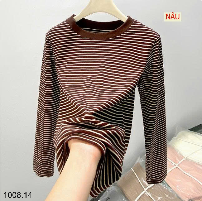 26HA1008.14 - ÁO NỈ KẺ CỔ TRÒN CHO NỮ