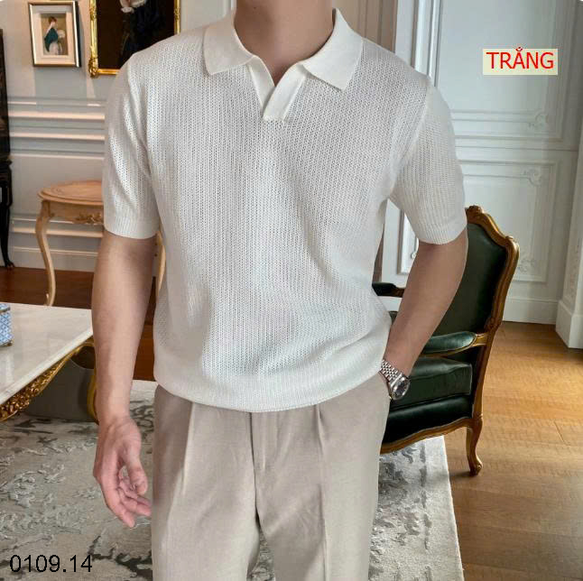 26HA0109.14 - ÁO LEN POLO NGẮN TAY NAM