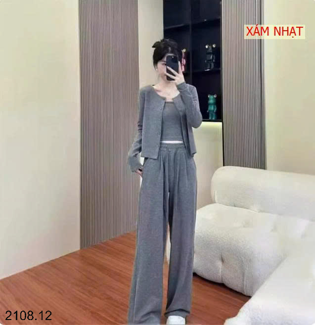 26HA2108.12 - BỘ GẠO NẾP NHUNG 3 CHI TIẾT CHO NỮ