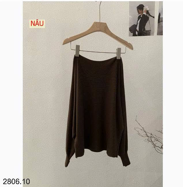 26HA2806.10 - ÁO LEN NỮ OUMALAI KIỂU HÀN QUỐC TAY CÁNH DƠI TRỄ VAI