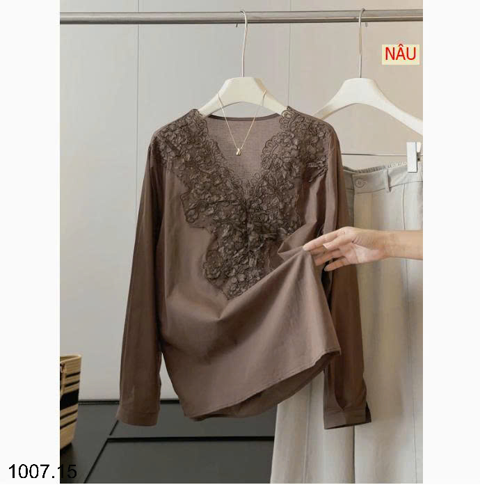 26HA1007.15 - SƠ MI CỔ HOA V ANNA