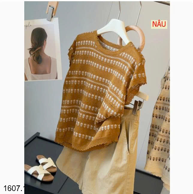 26HA1607.11 - ÁO DỆT KIM TAY NGẮN KIỂU HÀN ANNA