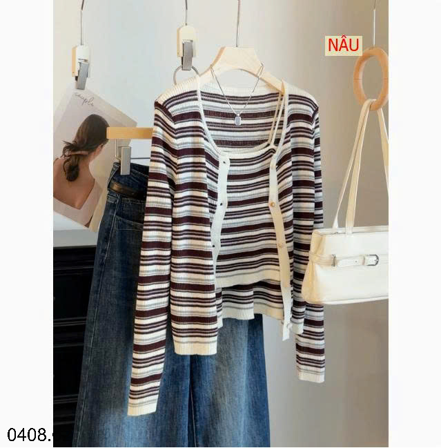 26HA0408.02 - SET ÁO KẺ 2 CHI TIẾT ANNA