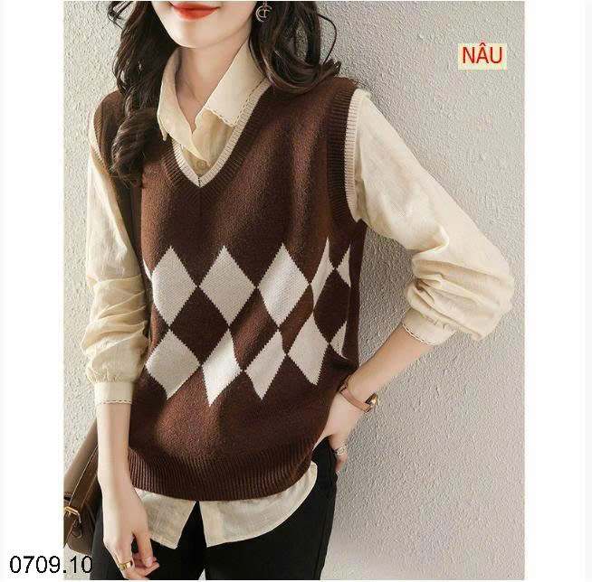 26HA0709.10 - ÁO GILE LEN CỔ V CHO NỮ