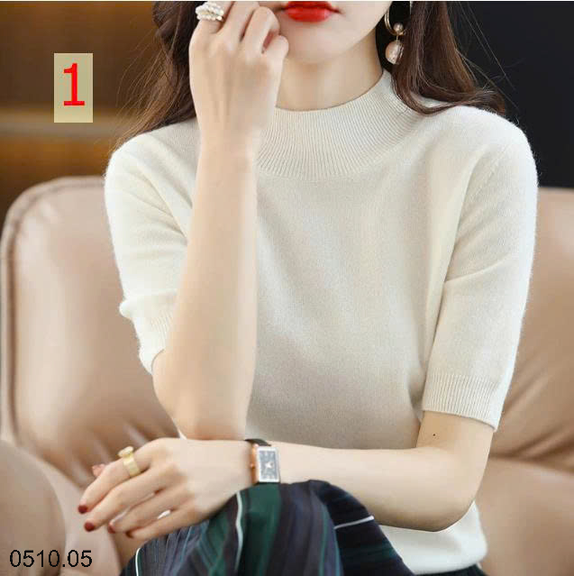 26HA0510.05 - ÁO LEN CỔ LỌ NỮ TAY LỬNG