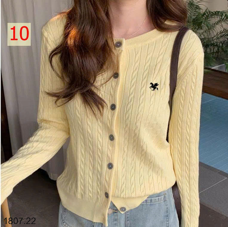 26HA1807.22 - ÁO CARDIGAN LEN THÊU HÌNH NGỰA
