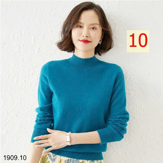 26HA1909.10 - ÁO LEN NỮ CỔ 3P TRƠN MÀU