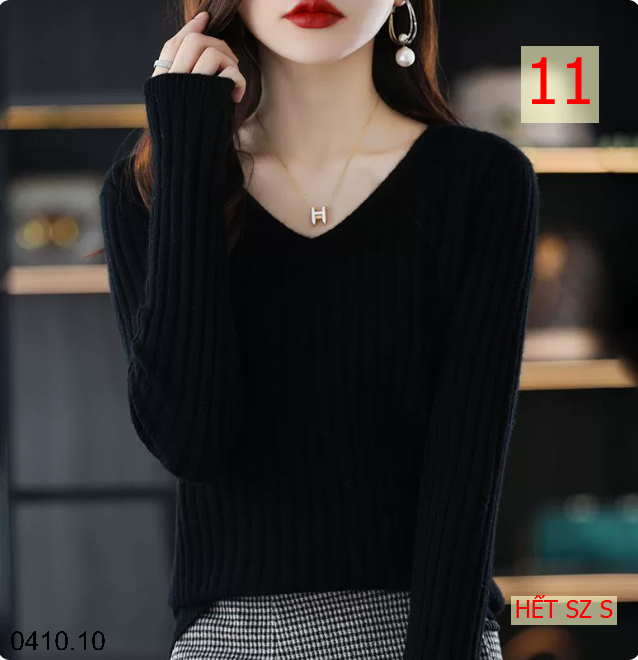 26HA0410.10 - ÁO LEN CỔ V CHO NỮ