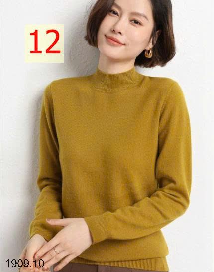 26HA1909.10 - ÁO LEN NỮ CỔ 3P TRƠN MÀU