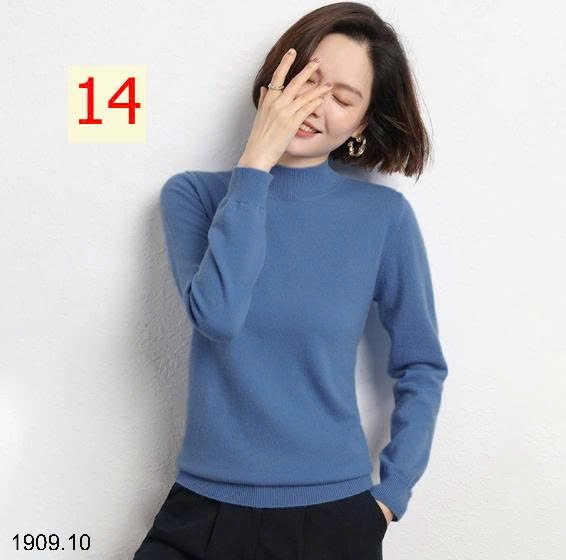26HA1909.10 - ÁO LEN NỮ CỔ 3P TRƠN MÀU