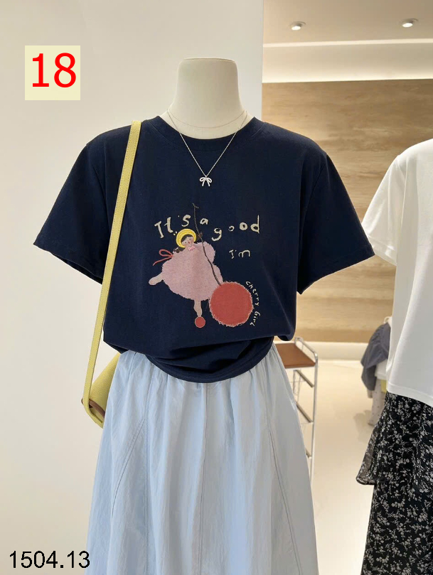 26HA1504.13 - ÁO PHÔNG COTTON HOẠT HÌNH CHO NỮ