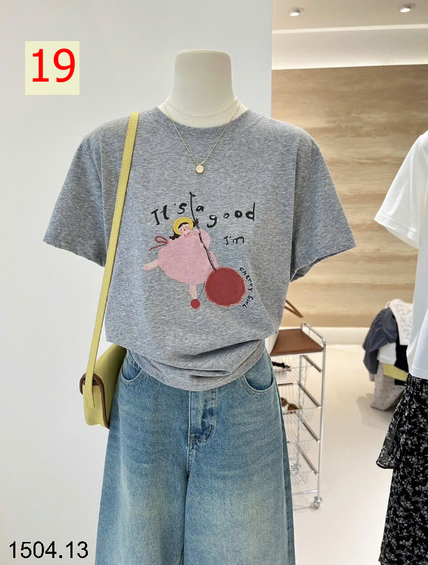 26HA1504.13 - ÁO PHÔNG COTTON HOẠT HÌNH CHO NỮ