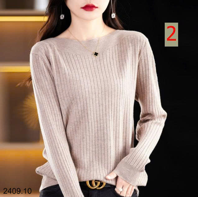 26HA2409.10 - ÁO LEN DỆT KIM CỔ THUYỀN