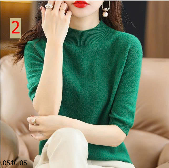26HA0510.05 - ÁO LEN CỔ LỌ NỮ TAY LỬNG