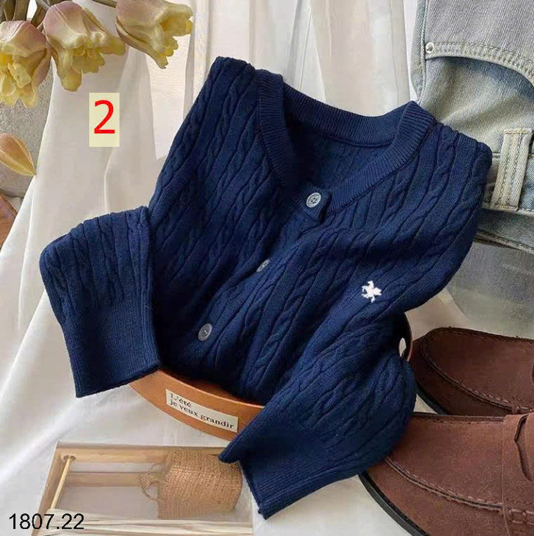 26HA1807.22 - ÁO CARDIGAN LEN THÊU HÌNH NGỰA