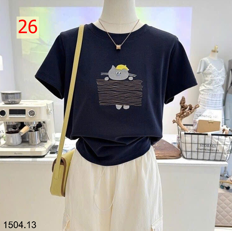26HA1504.13 - ÁO PHÔNG COTTON HOẠT HÌNH CHO NỮ
