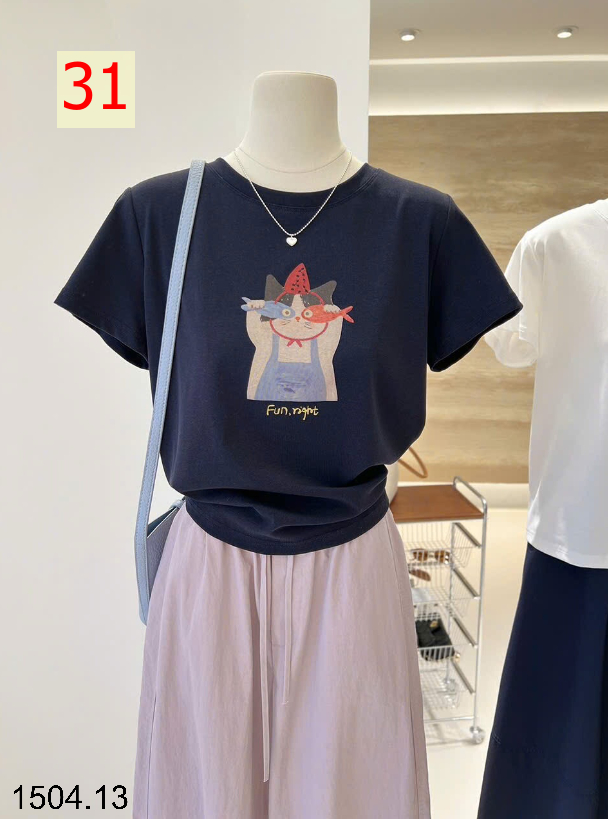 26HA1504.13 - ÁO PHÔNG COTTON HOẠT HÌNH CHO NỮ