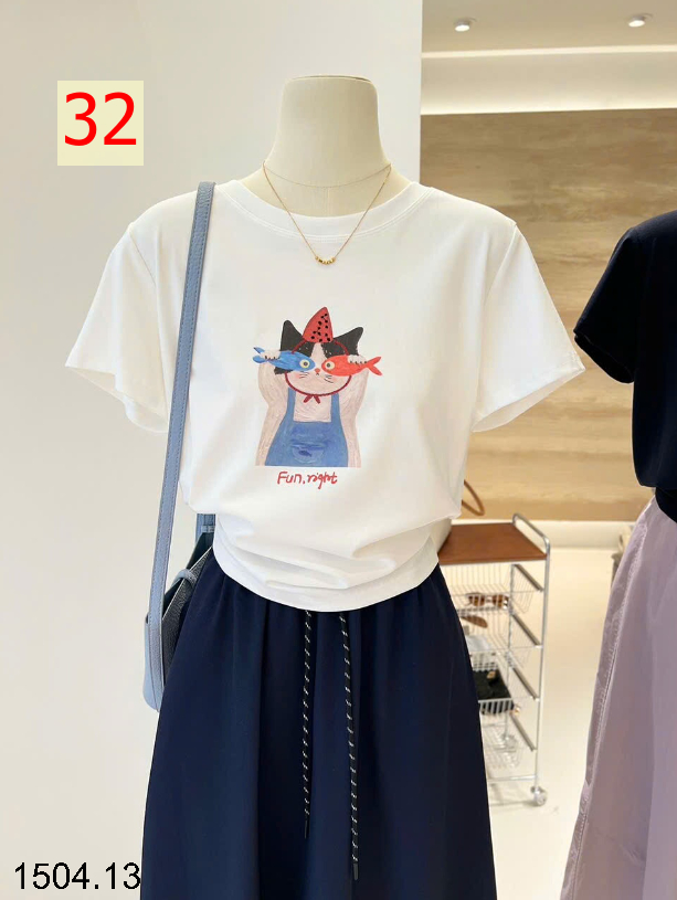 26HA1504.13 - ÁO PHÔNG COTTON HOẠT HÌNH CHO NỮ