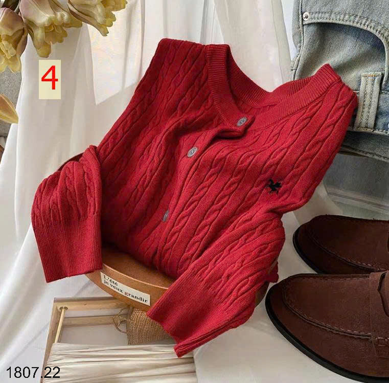 26HA1807.22 - ÁO CARDIGAN LEN THÊU HÌNH NGỰA