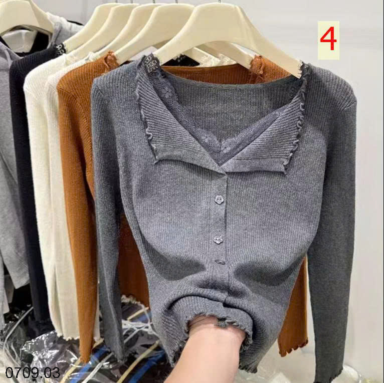 26HA0709.03 - ÁO LEN NỮ VIỀN REN