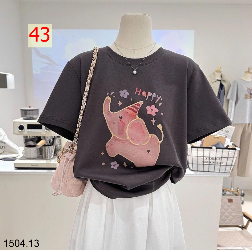 26HA1504.13 - ÁO PHÔNG COTTON HOẠT HÌNH CHO NỮ