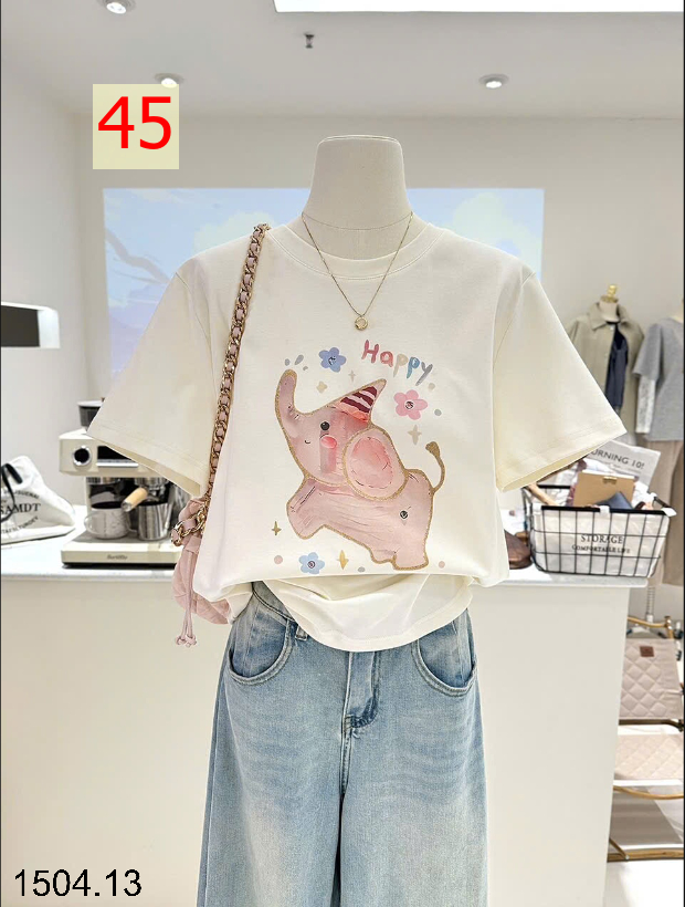 26HA1504.13 - ÁO PHÔNG COTTON HOẠT HÌNH CHO NỮ