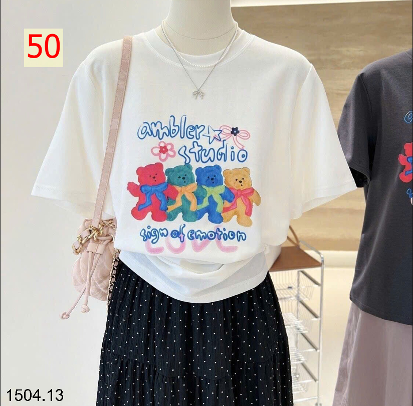 26HA1504.13 - ÁO PHÔNG COTTON HOẠT HÌNH CHO NỮ