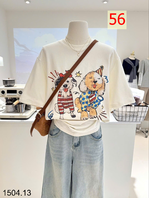 26HA1504.13 - ÁO PHÔNG COTTON HOẠT HÌNH CHO NỮ