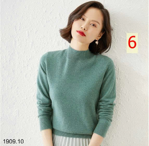 26HA1909.10 - ÁO LEN NỮ CỔ 3P TRƠN MÀU